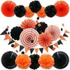 Conjunto de Flores de Leque de Papel Mais Vendido 20 Peças Colorido Bola de Flor Disco Bandeira de Corda Triangular Conjunto de Decoração para Festa de Aniversário Casamento