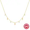 Prata Esterlina S925 Colar de Clavícula Criativo Distinto Folhas de Diamante Empilhadas com Quatro Garras Amazon Mais Vendido Elegante Colar para Mulheres