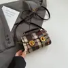 Bolso de Mano y Bandolera Nuevo Diseño a Cuadros Otoño e Invierno 2025 Bolso Cuadrado Pequeño con Diseño a Cuadros Pu