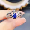 Anillo de Zafiro Natural Popular al por Mayor de Fábrica Plata S925 Incrustado con Piedra Principal 4*5 Joyería de Lujo Venta Directa de Fábrica