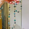 Set de collar, cadena para la clavícula y pulsera de alta calidad en verde pavo real de alto brillo Swarovski de colores mixtos tipo estrellado