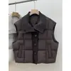Colete de Algodão com Gola de Tricô para Mulheres, Estilo Curto, Moda Coreana Nova Inverno 2026 Versátil Tendência de Jaqueta para o Dia a Dia