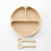 Plato de silicona de grado alimenticio para niños, vajilla complementaria para comida de bebé, juego de ventosas, babero antideslizante y anticaídas, tazón complementario para comida de bebé.