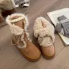 Botas de nieve de caña alta gruesas y cálidas con terciopelo para mujer, nuevo estilo 2026, versátiles de invierno con faldas, botas de algodón que aumentan la altura