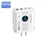 Luz LED redonda de 120W, carregador multi-porta AACC, adequado para telefones Apple e Android, carregador 5V 2A 12W