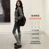Pantalones Falda Bodycon Grises de Dos Piezas Falsas para Mujer Ropa de Abrigo Estilo Primavera/Otoño 2026 Nuevos Pantalones Falda Integrados Otoño/Invierno Pantalones Base Adelgazantes