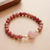 Pulseira de Pedra Vermelha Natural Feminina Novo Estilo Chinês Luxo Leve Nicho Exquisita Pulseira Nova Fivela Ping An Yanyuan Pulseira Atacado