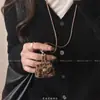 Collar Monedero Pequeño de Cuero con Estampado de Leopardo para Mujer, Estuche para Audífonos Colgante con Correa de Cuero, Cadena Larga de Lana, Bolsa de Almacenamiento, Accesorios