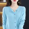 Camada base de primeira linha jaqueta ready-to-wear para cross-border suéter de primavera para mulheres gola redonda cardigã de tricô estilo fino sem costura para cross-border
