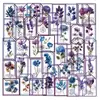 50 Piezas de Flor Zimo Flor Morada Transparente Pegatinas para Cuaderno de Mano para Decorar Guitarra Cuaderno Pegatinas de Flor de Mascota Impermeables