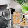 Celebridad de Internet Oso Violento Vaso de Vidrio Transparente para el Hogar de Gran Capacidad con Tapa y Asa Taza de Chica de Aspecto Elegante