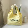 Bolso de mano portátil de gran capacidad para mujer, estilo coreano, para estudiantes Mori, con letras, para compras, estilo dulce y fresco, para hombro