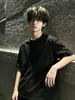 Camiseta Tendência Estilo Americano, Gola Redonda Desconstruída, Manga Curta Verão Masculino, Corte Tridimensional, Top Sólido Robusto de Meia-Manga