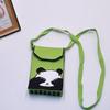Bolso para teléfono móvil de estilo coreano con diseño de panda pequeño, bandolera de punto, bolso de mano con solapa, bolso informal para salir