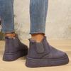 24 nuevas botas cortas de suela gruesa con forro polar grueso de talla grande, a la moda de invierno, con pedales cálidos y acolchados de algodón, botas de nieve para mujer para comercio exterior