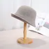 Gorro de Pescador de Lana Rizada para Mujer, Cálido y Versátil para Otoño e Invierno, Sombrero de Cubeta Retro Británico, Gorro Pequeño Estilo Japonés que Muestra la Cara