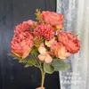 Flor artificial naranja, serie otoño, color rojo atardecer, naranja, decoración ceremonial para bodas, flores falsas para exteriores, flores para paisajes.