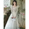 Conjunto de Vestido de Casamento Leve para Mulheres - Top de Tricô Renda Elegante Preto e Branco Estilo Francês com Saia Evasê - Em Estoque