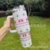 Copo de Carro de 40oz com Alça, Copo Térmico com Canudo, Copo de Gelo para Manter Frio Montado no Carro, Copo de Água para Festas de Natal
