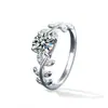 Anillo de Zirconia con Forma de Hoja para Mujer, Fresco y Dulce, Versátil, Ajustable, Diseño de Hoja, Certificado Transfronterizo, Piedra Cuadrada Pequeña