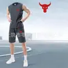 Conjunto de Duas Peças Masculino para Corrida de Secagem Rápida, Regata Sem Mangas, Roupa para Treinamento Físico, Camisa de Basquete, Regata de Verão com Shorts, Em Estoque