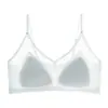 Ropa interior de verano cómoda y fresca con aro de acero suave y copas triangulares de seda de morera para mujer, Sujetador de malla push-up invisible sin costuras