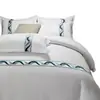 Juego de Cama de Cuatro Piezas Estilo Hotel para Casas de Huéspedes, Juego de Tres Piezas de Sábana Blanca y Funda Nórdica, Lino, Ropa de Cama para Hospital
