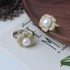 Anillo de perla natural de agua dulce con micro incrustaciones, diseño de personalidad de moda para mujer, simple, abierto, tamaño ajustable