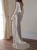 Moda Europea y Americana Independiente Transfronteriza Vestido Sexy Ajustado Sin Espalda Color Sólido Cuello Redondo Vestido Largo Estilo Sirena 8086
