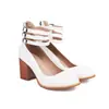 34-48 Outono Inverno Tamanho Grande Salto Alto Bico Redondo Cor Sólida Fivela Salto Grosso Transfronteiriço Sapatos Femininos Corte Baixo Sapatos de Moda Femininos Mulher