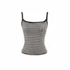 Top de tirantes a rayas con remaches y cruz estilo millennial, top interior sexy ajustado con ribete de encaje para mujer