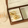 Diseño de moda europeo y americano transfronterizo nuevo de nicho anillo abierto geométrico con forma de gota de acero inoxidable chapado en oro de 18k para mujer