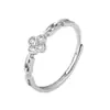 Anel de Dedo Articulado com Design de Trevo de Quatro Folhas e Corrente de Diamante Flash Xiaohongshu Novo Anel de Flor com Zircônia de Luxo Leve Transfronteiriço
