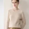Novo Suéter de Cashmere Outono e Inverno para Mulheres, Gola Redonda Canelado de Cashmere Puro, Suéter Base de Tricô Quente Solto Emagrecedor