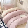 2026 Nuevo Modelo Color Sólido Dos Tonos Cama Individual para Estudiante Juego de Tres Piezas Cama Litera de Dormitorio Funda de Edredón Individual Funda de Edredón Pieza Única