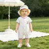 Ropa de verano fina para bebé, Mameluco de manga corta, Pijama de verano sin costuras Clase A para bebé, Mono de exterior