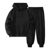 Conjunto de sudadera con capucha y pantalón de chándal de color liso, estilo nuevo, transfronterizo, disponible en tallas grandes, conjunto de dos piezas moderno, admite impresión personalizada