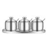 Estilo Europeu 304 Aço Inoxidável Tempero Jar Set Três Sabores e Quatro Sabores Garrafa de Tempero com Colher Caixa de Tempero Doméstico Utensílios de Cozinha