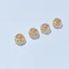 Oro de 14K Alta Retención de Color Bordes Dorados Micro-Pavimentados Zirconia Cortada Barril Cuentas Espaciador Accesorios de Cristal Pulsera de Cuentas Accesorios para DIY