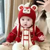Gorro Rojo para Bebé Otoño e Invierno Cálido Engrosado Tejido Suéter Gorro Niño y Niña Bebé Festivo de Año Nuevo Gorro de Lana