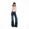 Jeans acampanados juveniles color naranja # de tiro bajo con doble botón, lavados, estilo 'hot girl', para mujer, corte slim, que realzan la figura, levantan el trasero, elegantes y versátiles