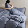 100 Cerâmica Levemente Escovada Cor Sólida Conjunto de Quatro Peças Algodão Puro Cor Sólida Espessado Quente Lençol de Cama Capa de Edredom Roupa de Cama 4