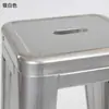 Banqueta baixa de ferro empilhável armazenamento banqueta quadrada cor aço inoxidável banqueta pequena metal estilo industrial cadeira infantil para exterior com encosto