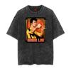 Camiseta de manga corta para hombre de la Costa Oeste con estampado de kung fu, boxeo, holgado, desgastado y estilo batik vintage de verano