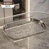 Bandeja transparente de luxo leve, adequada para uso doméstico na sala de estar, bandeja de chá, espessada para uso comercial em restaurantes, bandeja de plástico, bandeja de armazenamento de alta qualidade para uso doméstico
