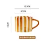 Taza de Agua, Taza de Café Estilo Coreano de Verano, Taza y Platillo de Café Rayado, Juego de Tazas de Cerámica con Tinta Salpicada, Exquisita Taza de Té de la Tarde
