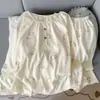 2025 Nuevo Estilo Popular de Verano Algodón Nube Dibujos Animados Casual Lindo Cuello Redondo Manga Larga Conjunto de Dos Piezas Ropa de Casa para Mujer