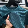 Camiseta de Manga Corta de Verano para Hombre, Camiseta de Manga Media con Cuello Redondo de Algodón Merceizado, Top de Seda de Morera, Mezcla de Fibras Sintéticas de Moda