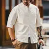 Nueva camisa de manga corta para hombre estilo chino con cuello mao, estilo old money, camisa cárdigan holgada de moda para verano