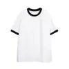 Camiseta de Manga Corta Rumei Retro Americano con Bloques de Color, Costillas y Parches, Unisex Holgada para Verano, Nuevo Top Casual Versátil